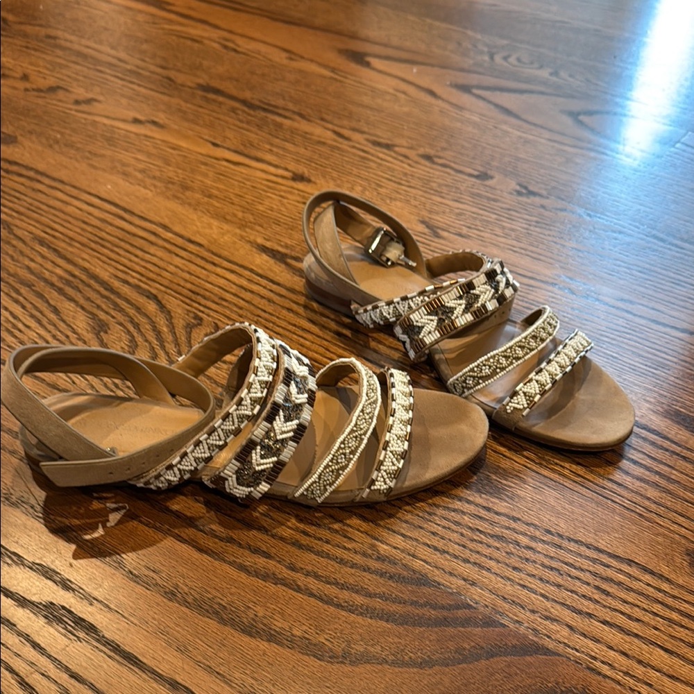 Tan and Black Sandals / gladiator